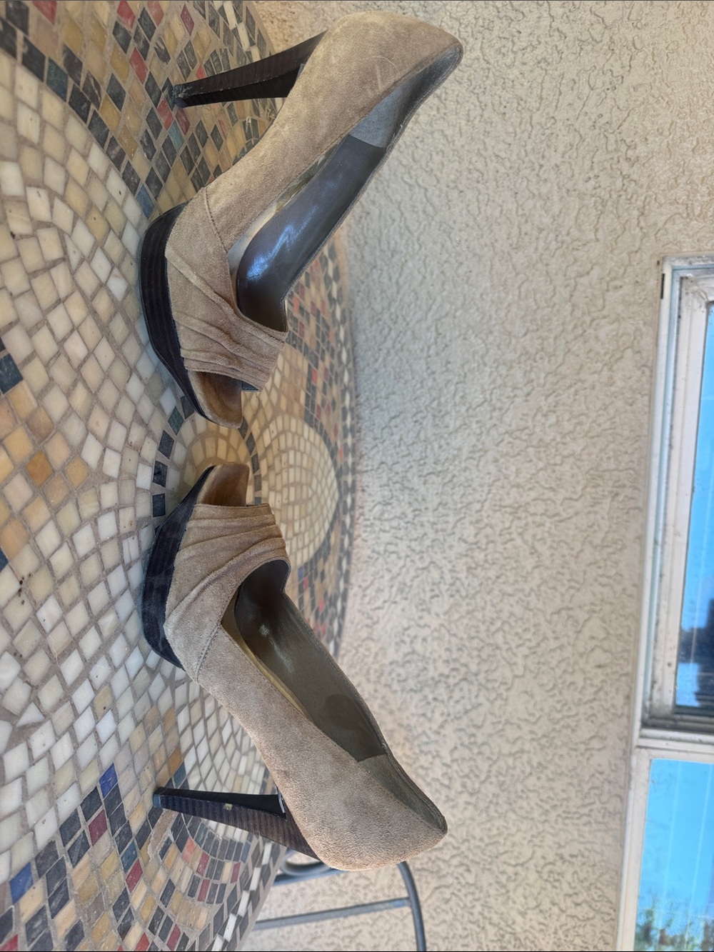 Jessica Simpson Taupe Suede Peep-Toe Platform Heels